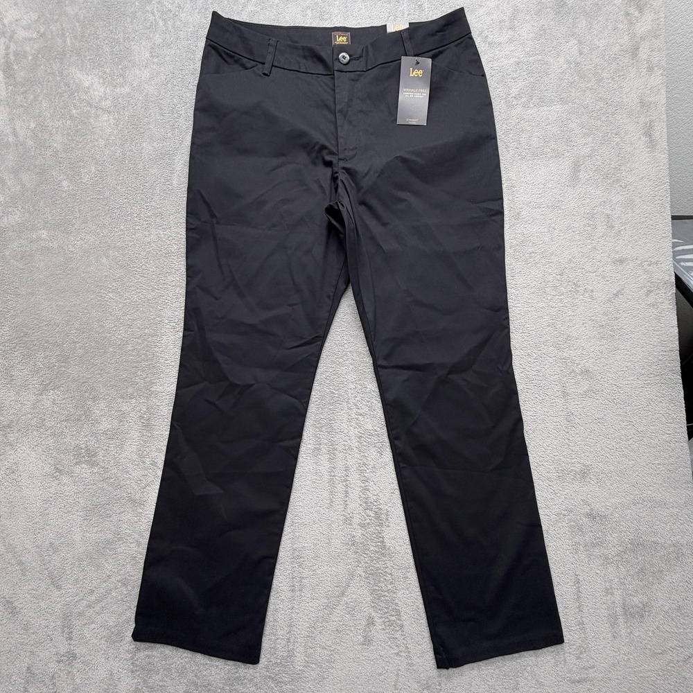 Lee Pants Womens 14 Black Pants Straight Wrinkle Free